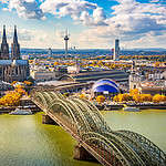 Hohenzollern Bridge in Cologne, an iconic rail and pedestrian crossing over the Rhine.