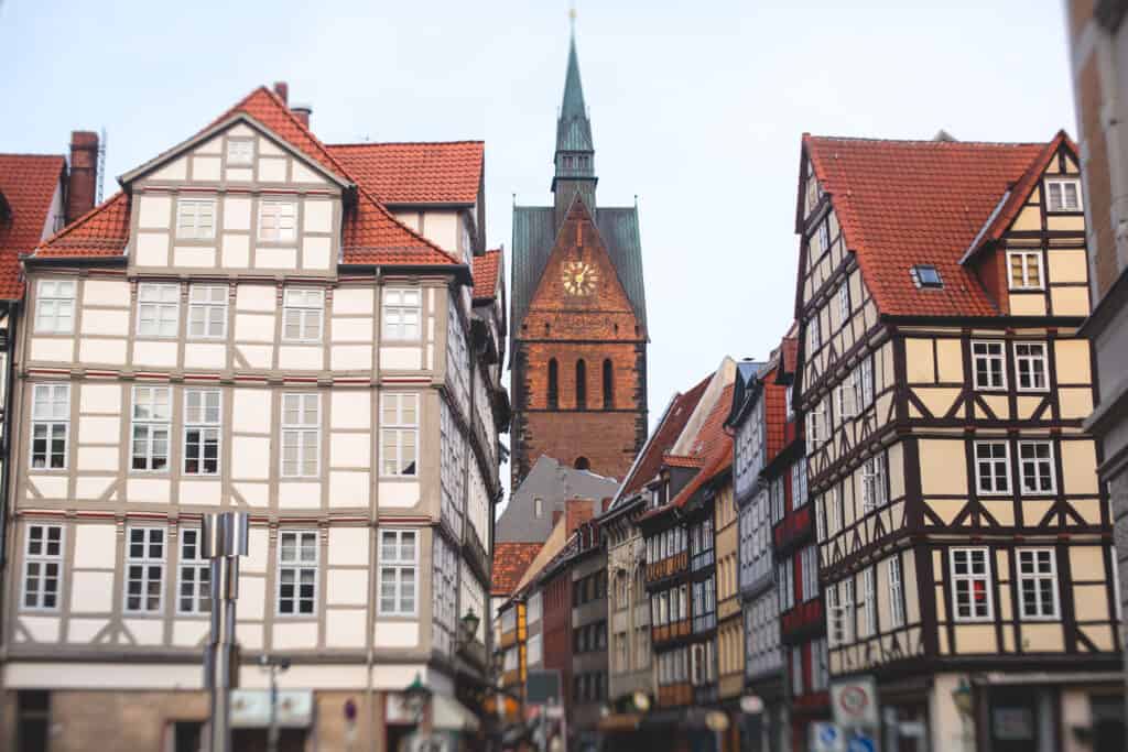 Old Town Hanover, showcasing traditional fachwerk (half-timbered) architecture.