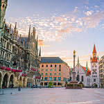Marienplatz in Munich, showcasing the iconic Glockenspiel and bustling city square.