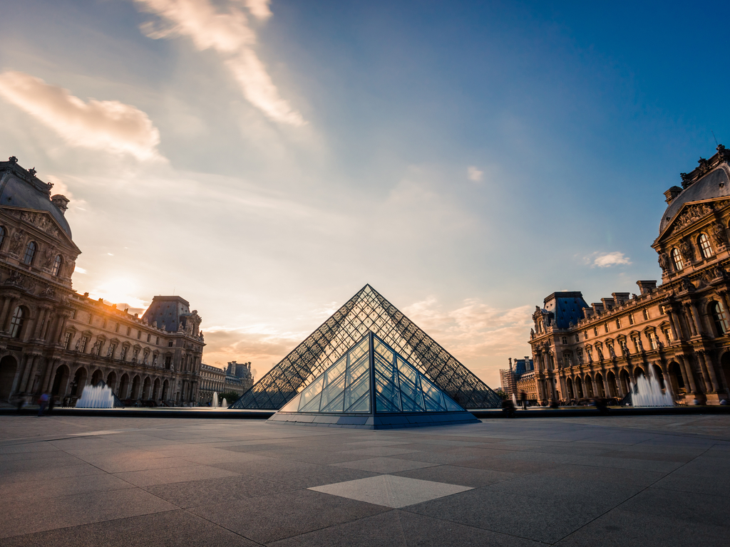 Contemporary art installations at the Louvre, blending modern art with classic masterpieces