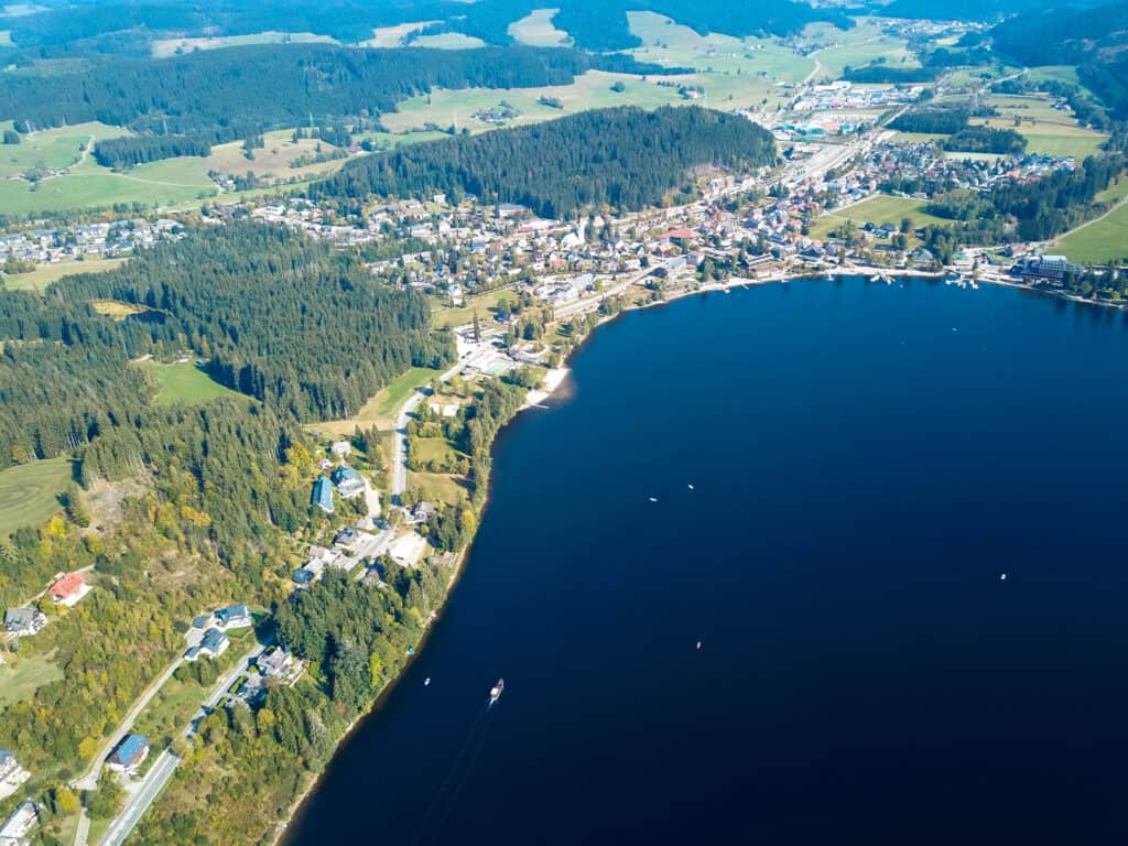 Panoramic View of Lake Titisee and Titisee-Neustadt Village in the Black Forest, Germany