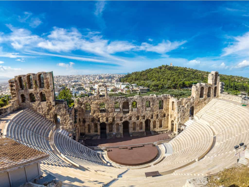 Panoramic view of Athens from the Acropolis, showcasing the city's blend of ancient and modern architecture.