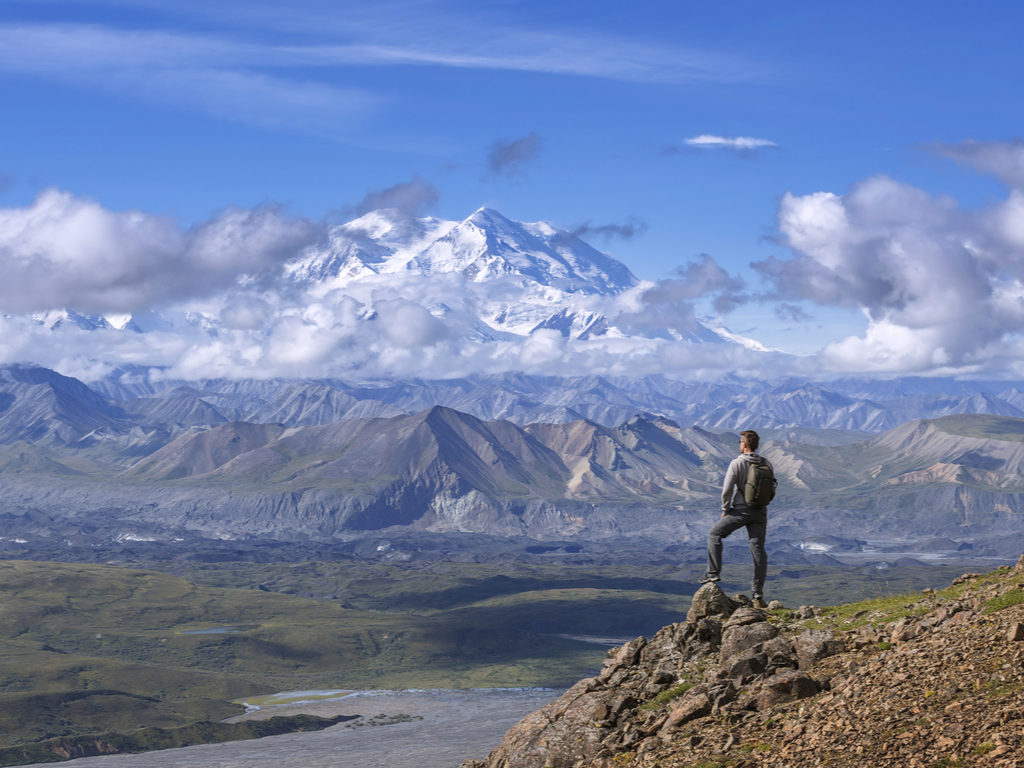 Hikers exploring the vast, untouched wilderness of Denali National Park, immersed in its natural splendor