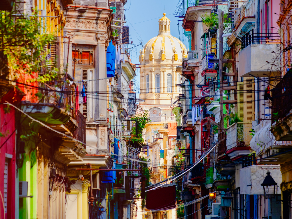 Historic colonial architecture in Downtown Havana, showcasing the city's rich heritage.