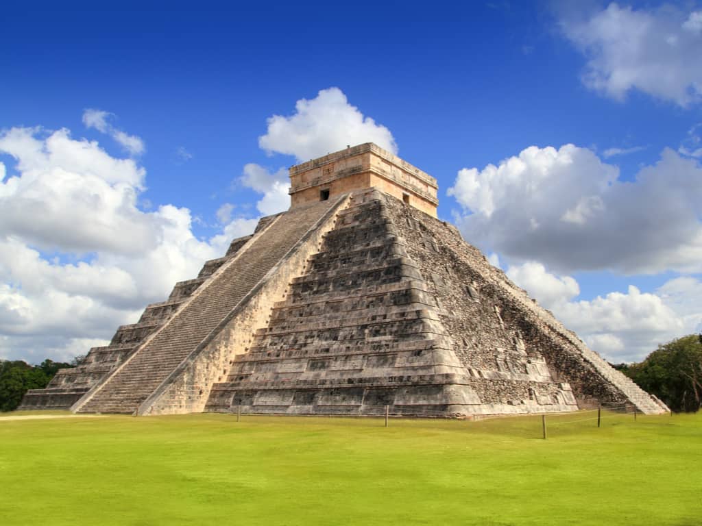 The iconic El Castillo pyramid at Chichen Itza, a marvel of Mayan architecture